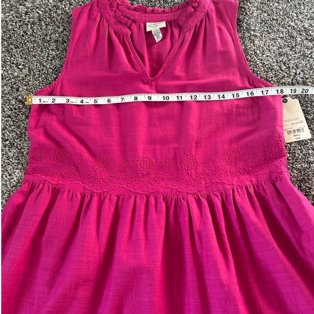 St Johns Bay Womens Magenta Pink Tiered Eyelet Sleeveless Dress Small NWT - Picture 7 of 8